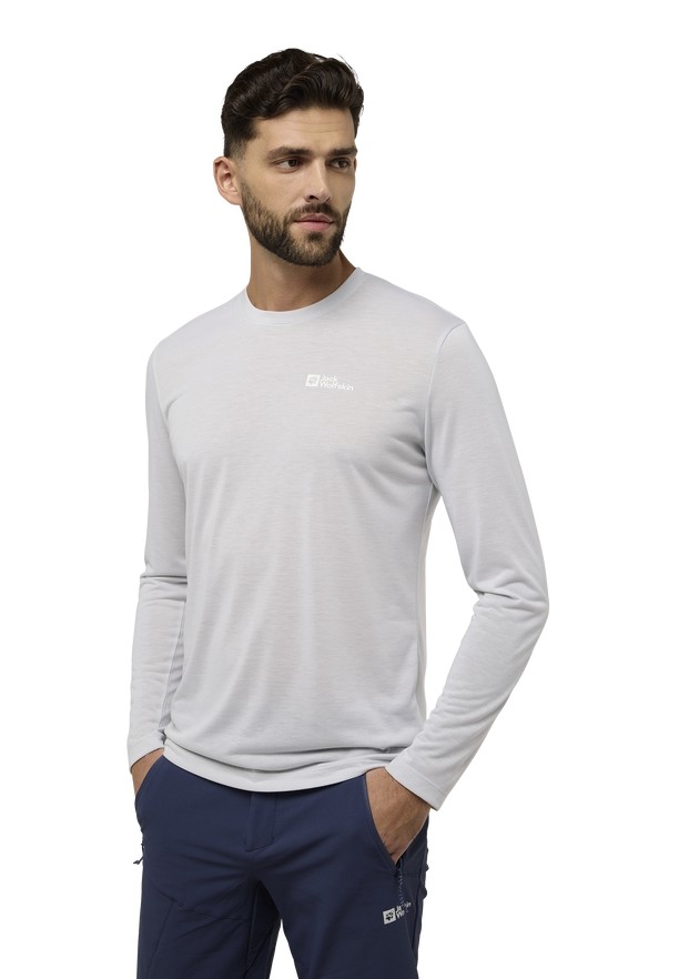 Grey Jack Wolfskin Vonnan Ls Men T Shirts | 17359709