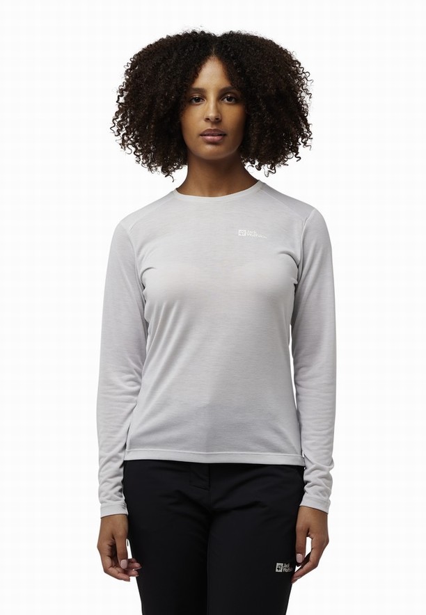 Grey Jack Wolfskin Vonnan Ls Women T Shirts | 77823179
