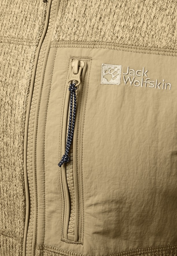 Khaki Jack Wolfskin Kaminfeuer Hooded Men Fleece Jackets | 94913327