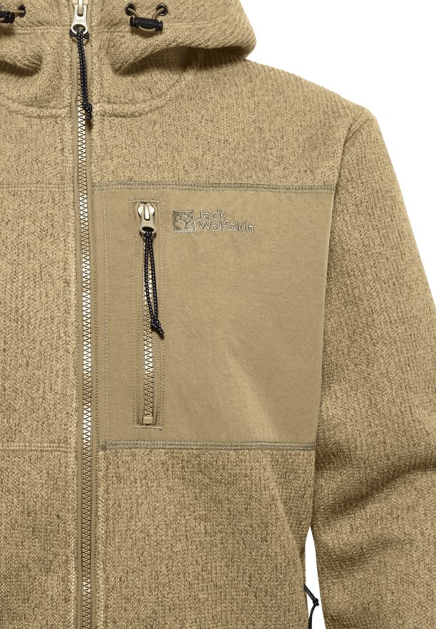 Khaki Jack Wolfskin Kaminfeuer Hooded Men Fleece Jackets | 94913327