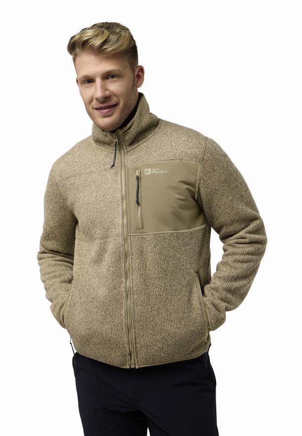 Khaki Jack Wolfskin Kaminfeuer Men Fleece Jackets | 28324087