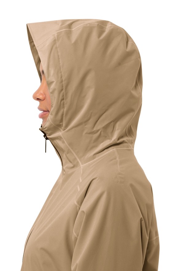 Khaki Jack Wolfskin Mainkai Long Women Rain Jackets | 98232338