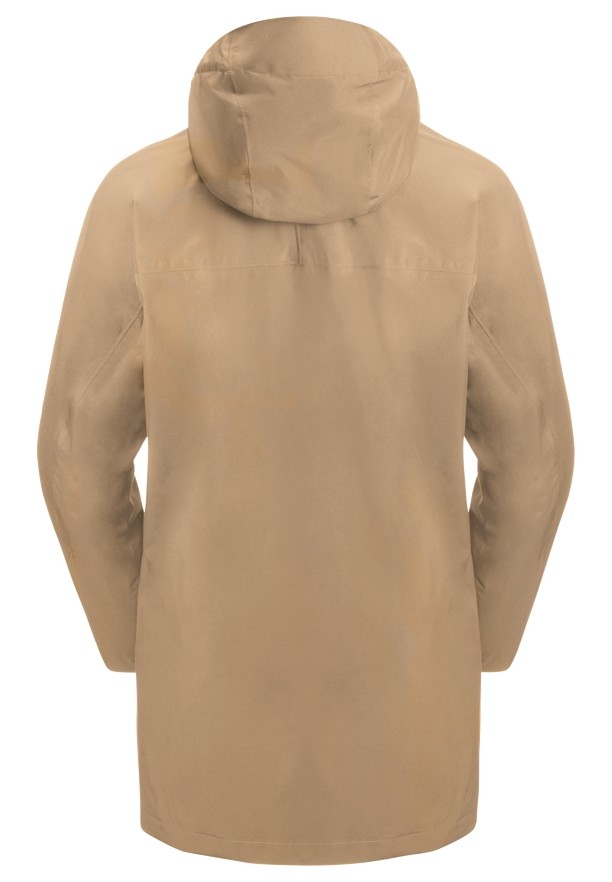 Khaki Jack Wolfskin Mainkai Long Women Rain Jackets | 98232338