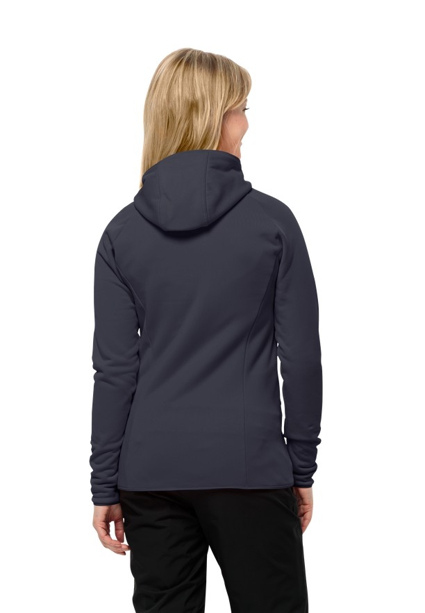 Navy Jack Wolfskin Baiselberg Hooded Fz Women Fleece Jackets | 71024750