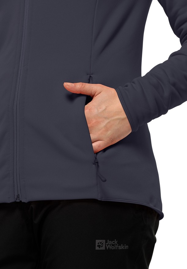Navy Jack Wolfskin Baiselberg Hooded Fz Women Fleece Jackets | 71024750