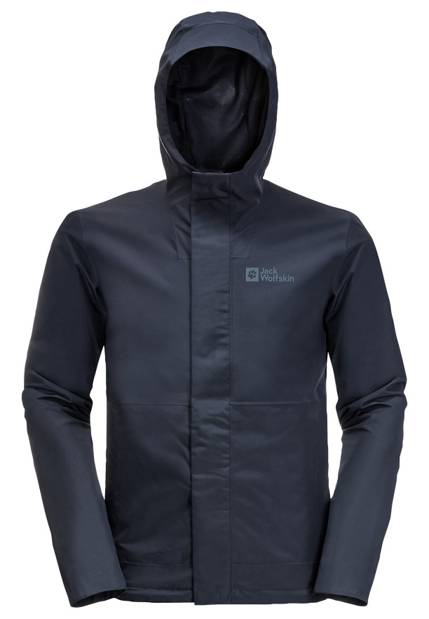 Navy Jack Wolfskin Baydream Men Rain Jackets | 96803763