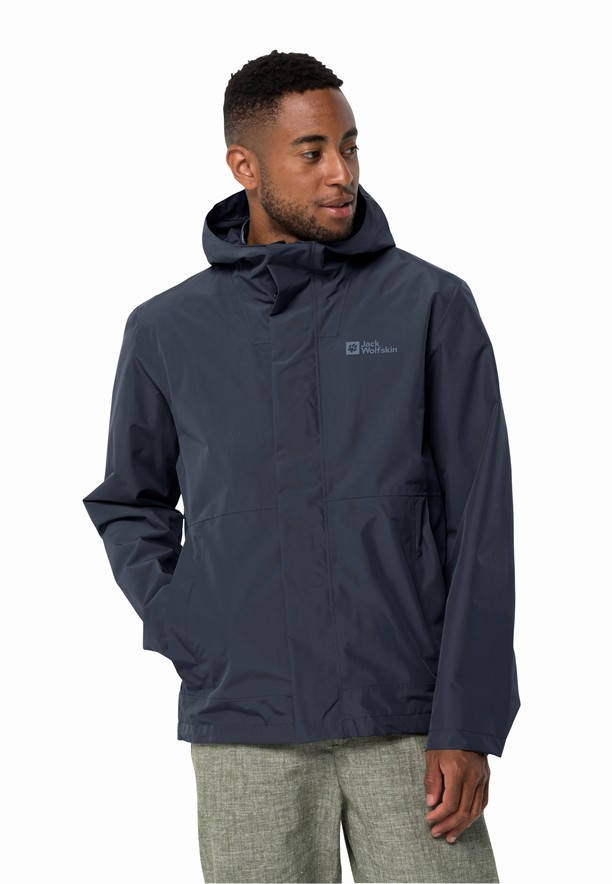 Navy Jack Wolfskin Baydream Men Rain Jackets | 96803763
