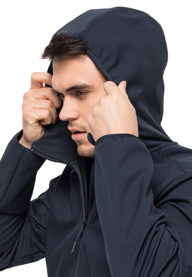 Navy Jack Wolfskin Bornberg Hoody Men Softshell Jackets | 10628864