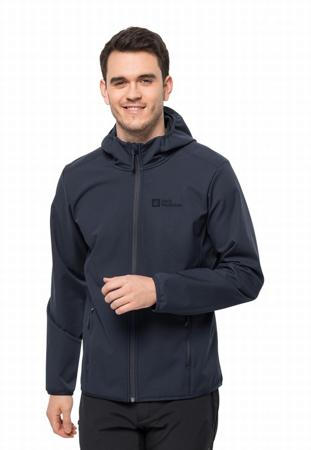 Navy Jack Wolfskin Bornberg Hoody Men Softshell Jackets | 10628864