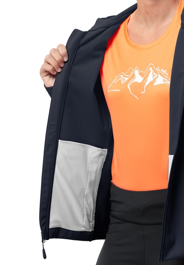 Navy Jack Wolfskin Bornberg Hoody Women Softshell Jackets | 15348125