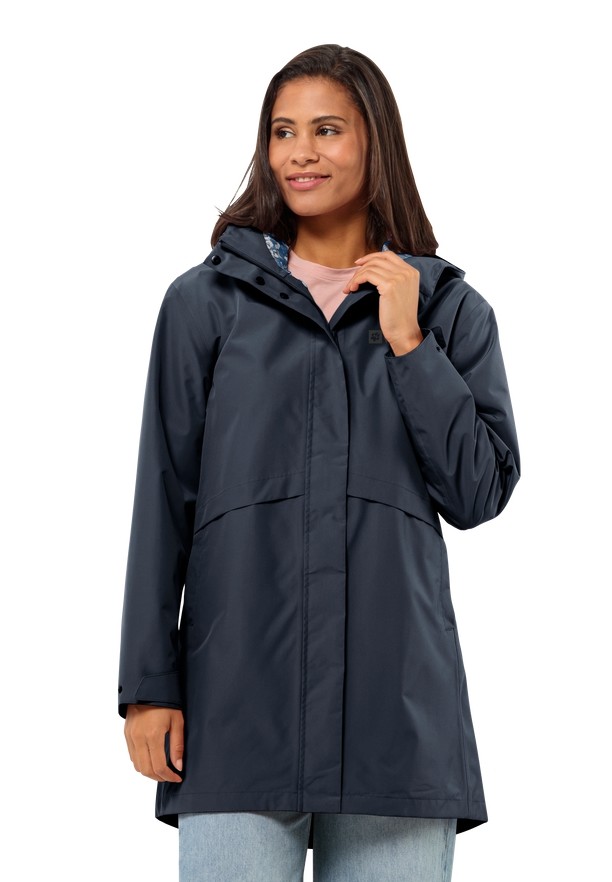 Navy Jack Wolfskin Cape West Women Rain Coats | 53756697