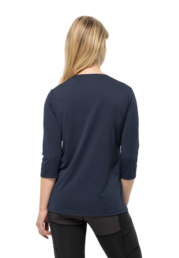 Navy Jack Wolfskin Crosstrail 3/4 Women T Shirts | 23352935