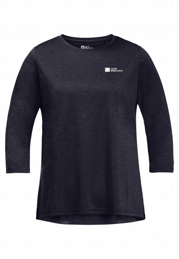 Navy Jack Wolfskin Crosstrail 3/4 Women T Shirts | 23459886