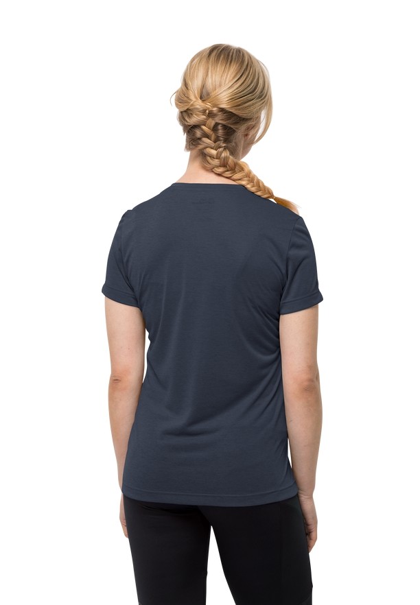 Navy Jack Wolfskin Crosstrail Women T Shirts | 76757395