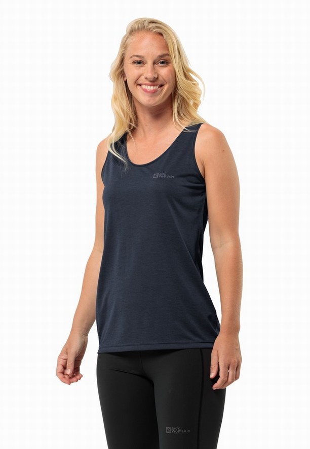 Navy Jack Wolfskin Crosstrail Women Tank Top | 42047323