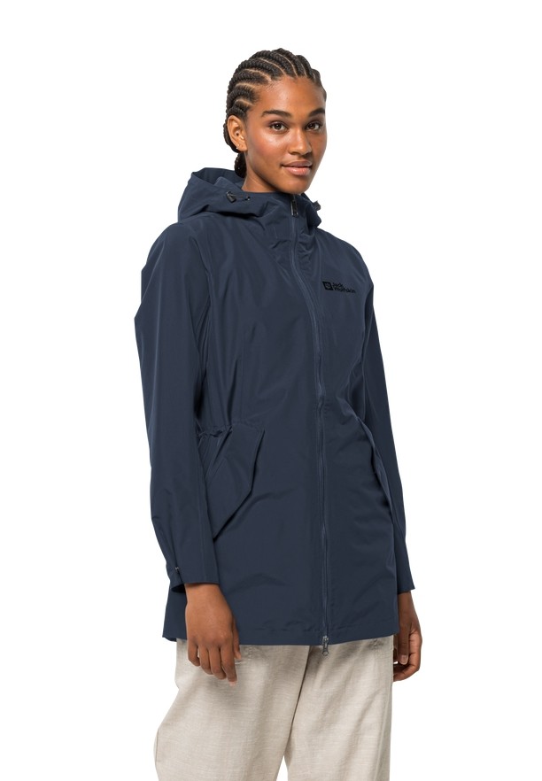 Navy Jack Wolfskin Dakar Women Rain Coats | 22168605