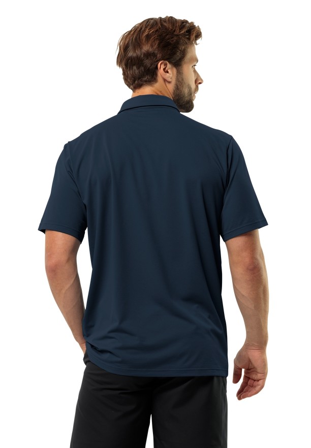 Navy Jack Wolfskin Delgami Men Polo Shirts | 53964241