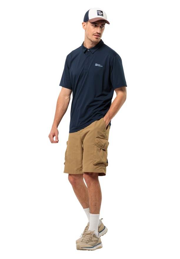 Navy Jack Wolfskin Delgami Men Polo Shirts | 53964241