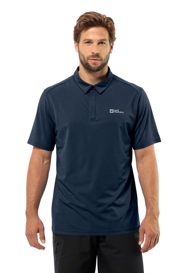 Navy Jack Wolfskin Delgami Men Polo Shirts | 53964241