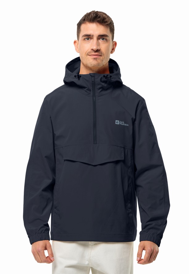 Navy Jack Wolfskin Desert Wind Overhead Men Jackets | 48906793