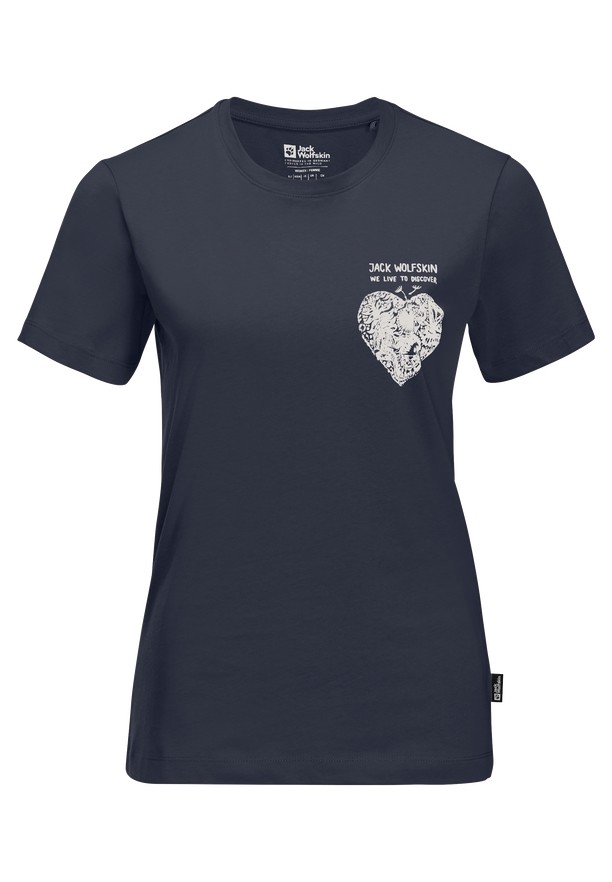 Navy Jack Wolfskin Discover Heart Women T Shirts | 32500403