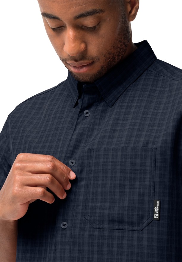 Navy Jack Wolfskin El Dorado Men Shirts | 86290465