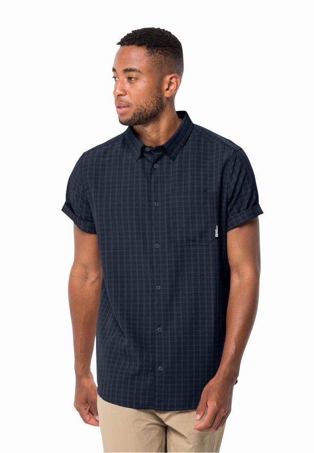 Navy Jack Wolfskin El Dorado Men Shirts | 86290465
