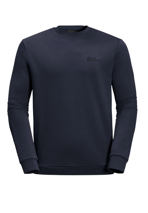 Navy Jack Wolfskin Essential Crewneck Men Sweatshirts | 22137789