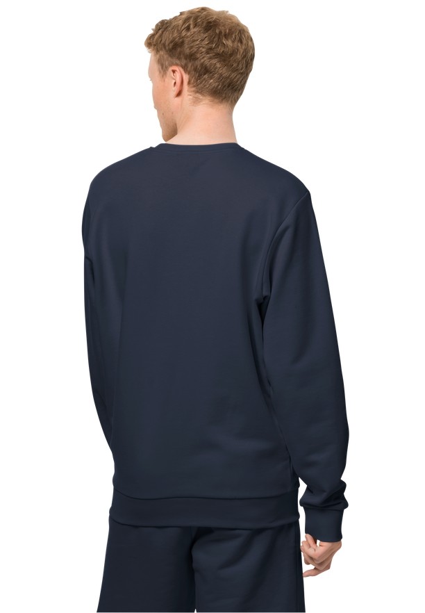 Navy Jack Wolfskin Essential Crewneck Men Sweatshirts | 22137789