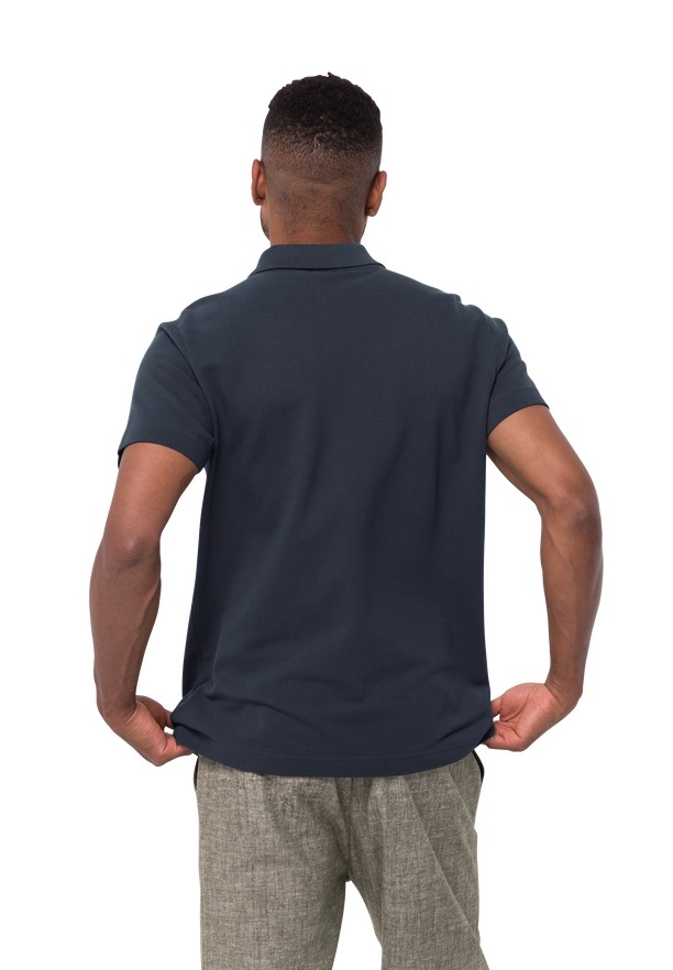 Navy Jack Wolfskin Essential Men Polo Shirts | 46455009