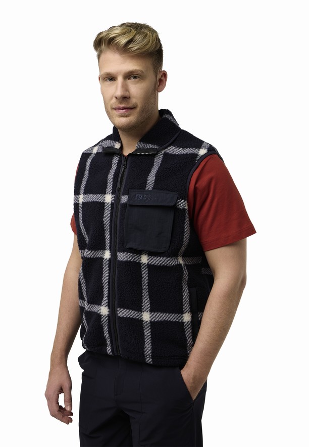Navy Jack Wolfskin Felslicht Check Men Vest | 59194610