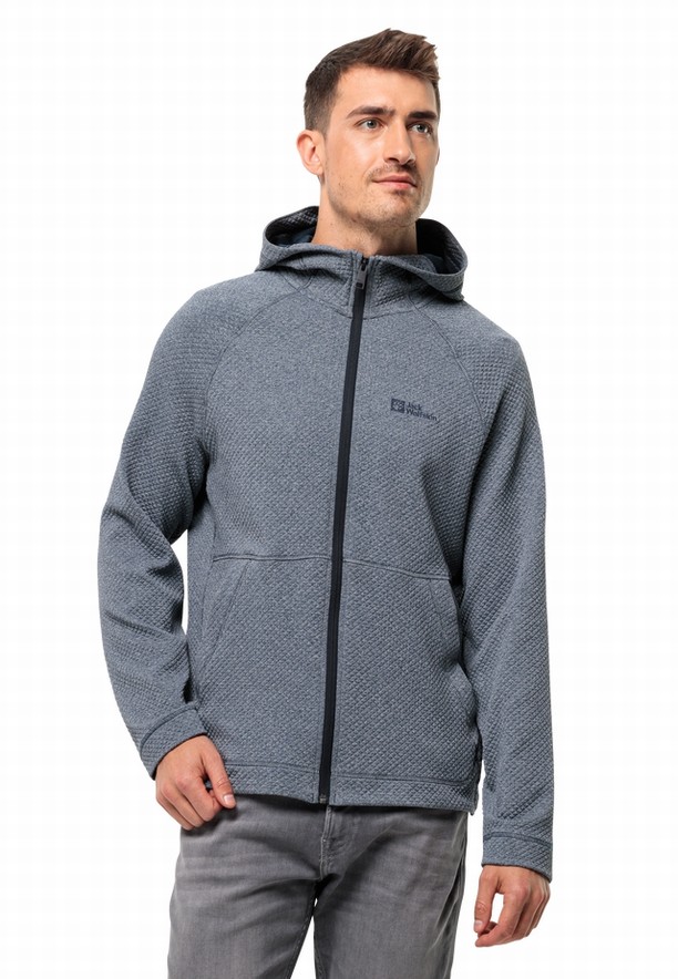 Navy Jack Wolfskin Fernweh Hooded Men Fleece Jackets | 12956554