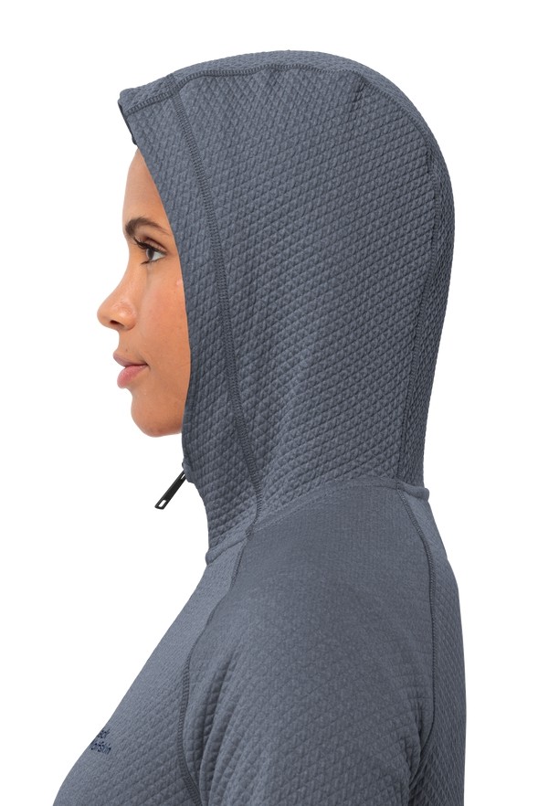 Navy Jack Wolfskin Fernweh Hooded Women Fleece Jackets | 39226388