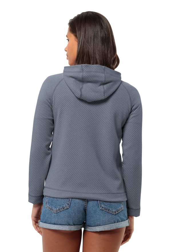 Navy Jack Wolfskin Fernweh Hooded Women Fleece Jackets | 39226388