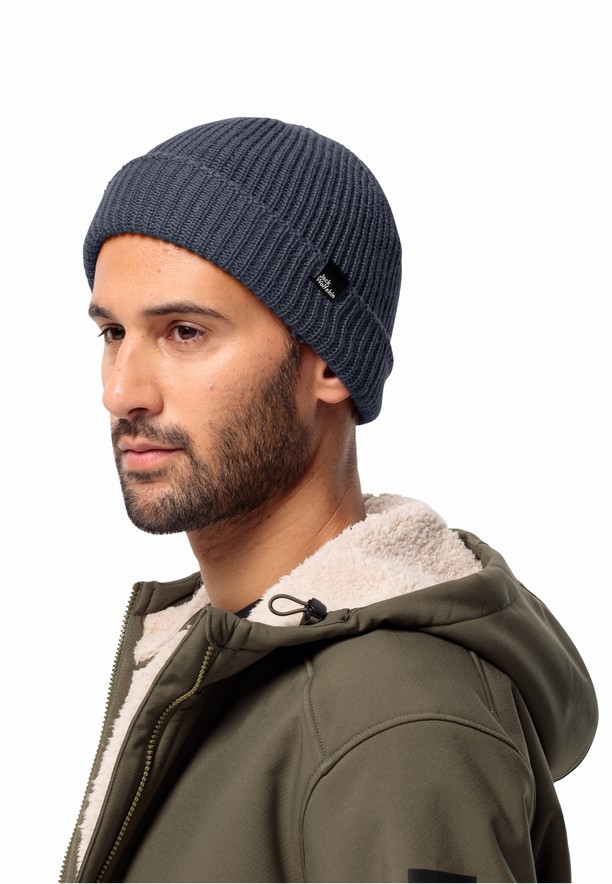 Navy Jack Wolfskin Fischer Men Beanie | 55813754