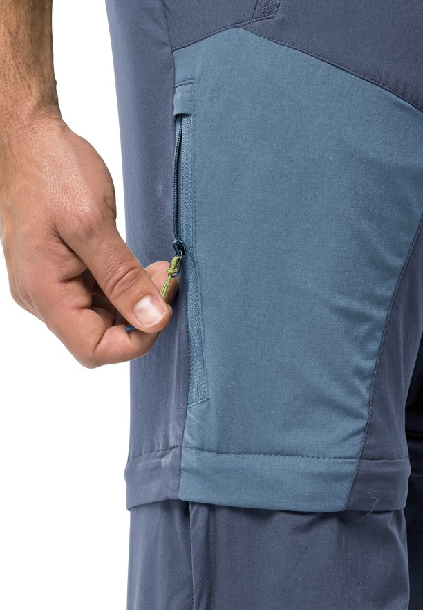 Navy Jack Wolfskin Glastal Zip Away Men Hiking Pants | 45307608