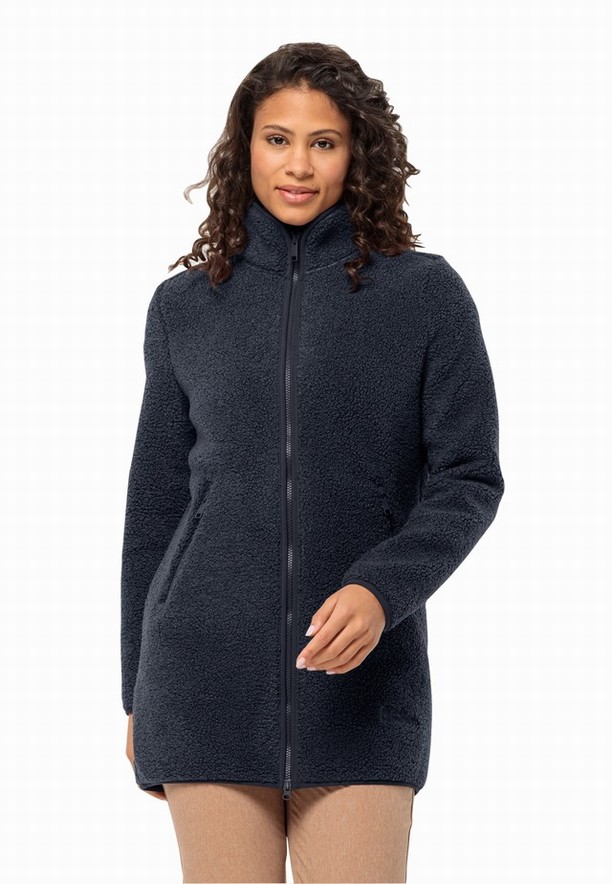 Navy Jack Wolfskin High Curl Women Coats | 55658676