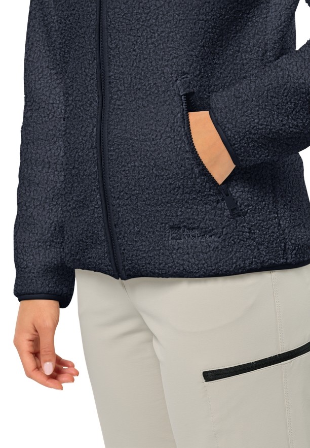 Navy Jack Wolfskin High Curl Women Fleece Jackets | 60995160