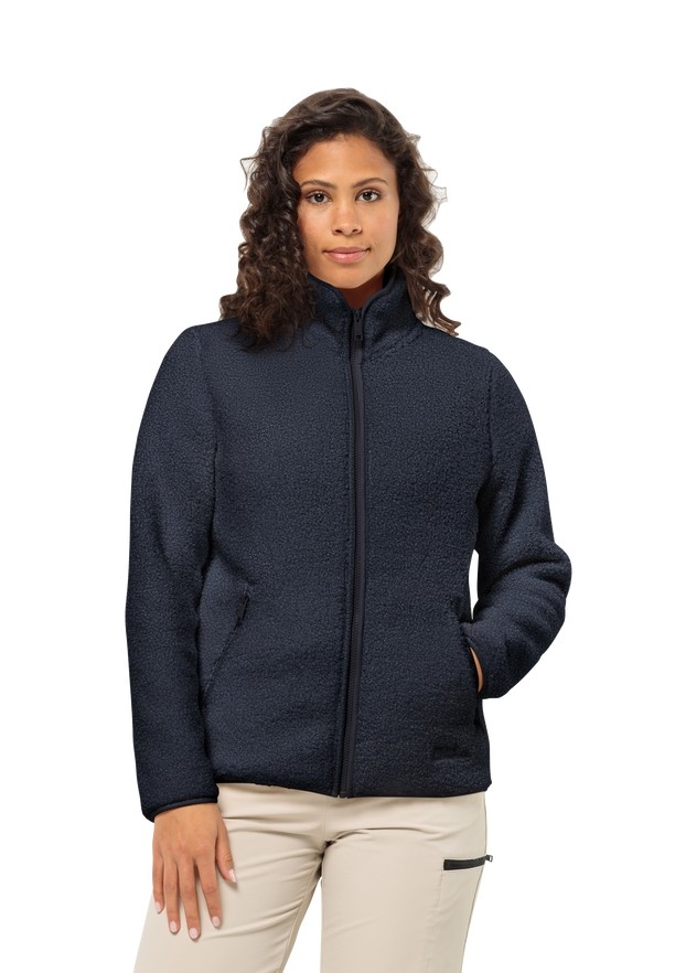 Navy Jack Wolfskin High Curl Women Fleece Jackets | 60995160