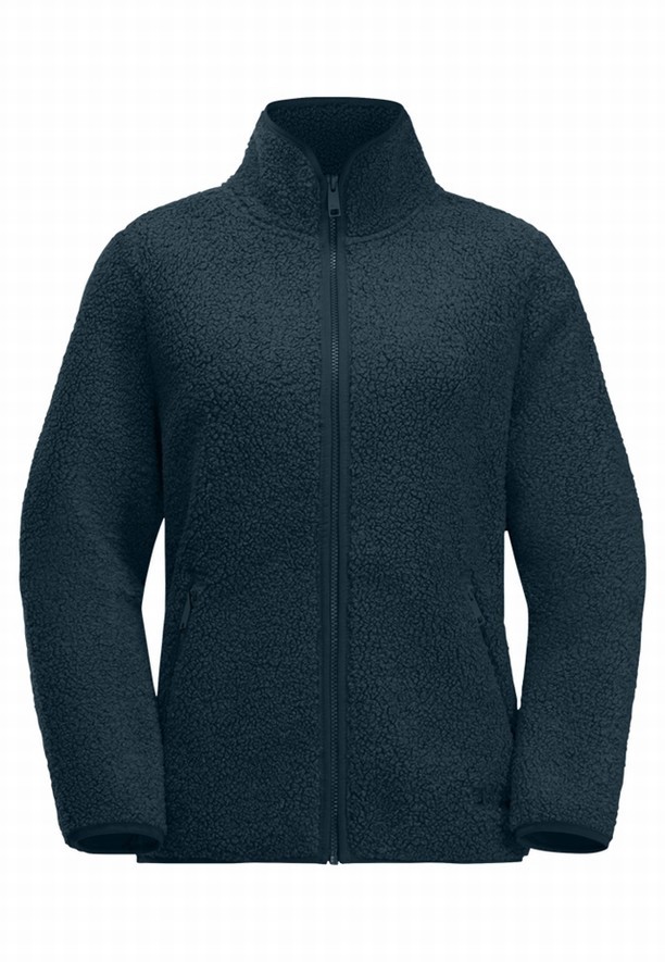 Navy Jack Wolfskin High Curl Women Fleece Jackets | 20649363