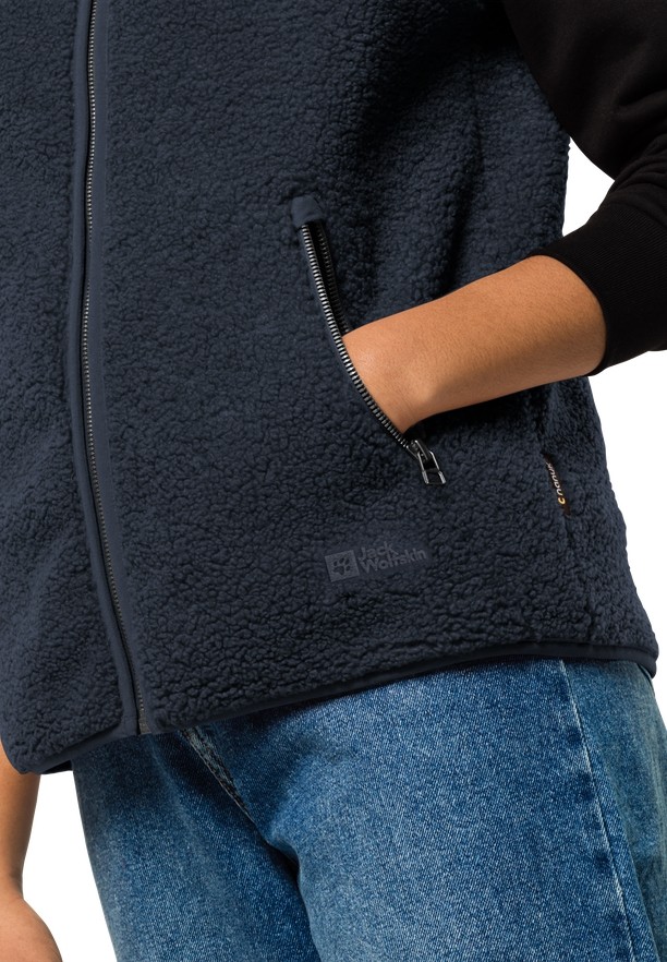 Navy Jack Wolfskin High Curl Women Vest | 28863599