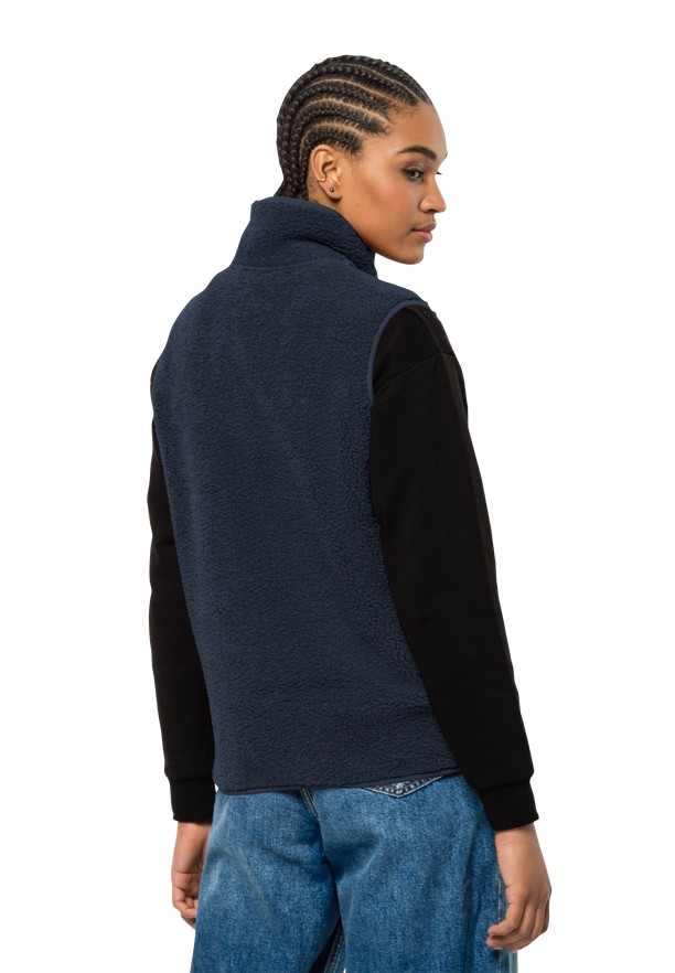 Navy Jack Wolfskin High Curl Women Vest | 28863599