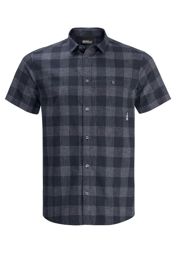 Navy Jack Wolfskin Highlands Men Shirts | 71889683