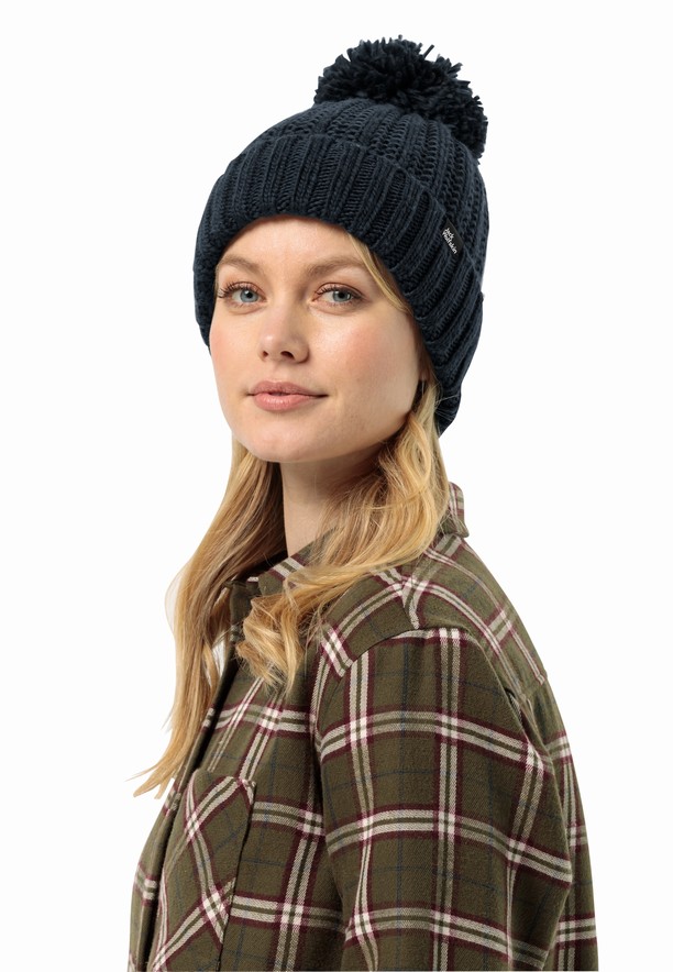 Navy Jack Wolfskin Highloft Knit W Men Beanie | 42624032