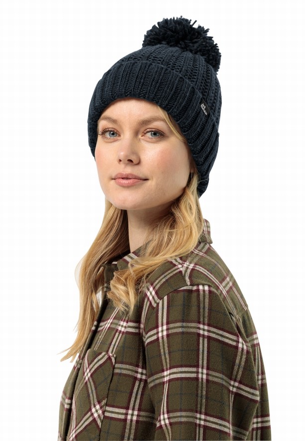 Navy Jack Wolfskin Highloft Knit Women Beanie | 13782634