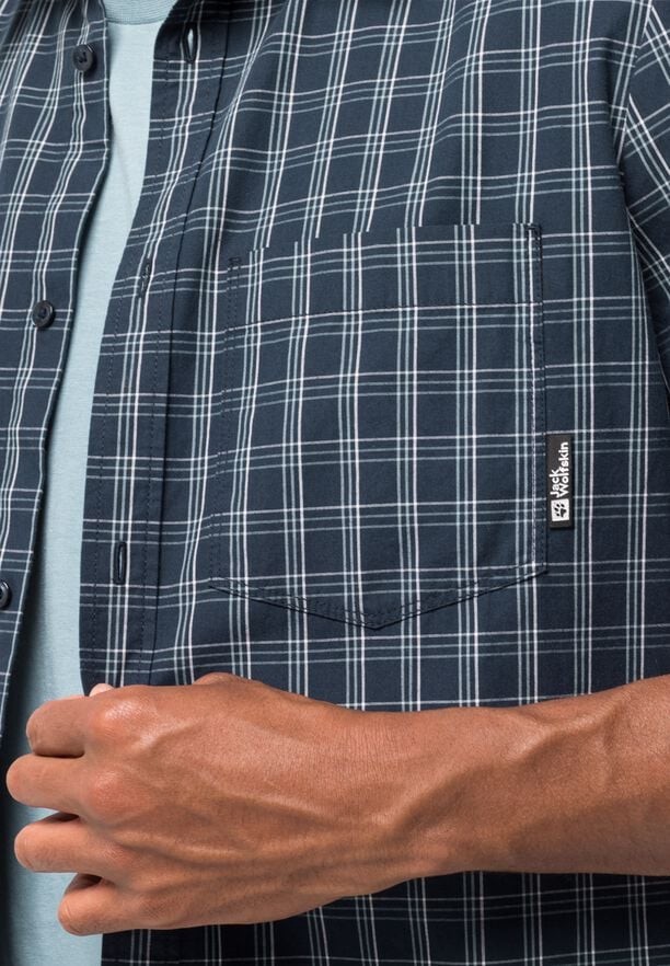 Navy Jack Wolfskin Hot Springs Men Shirts | 25386416