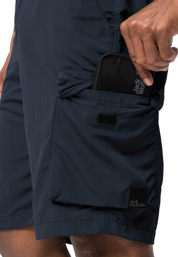 Navy Jack Wolfskin Kalahari Cargo Men Shorts | 63644450