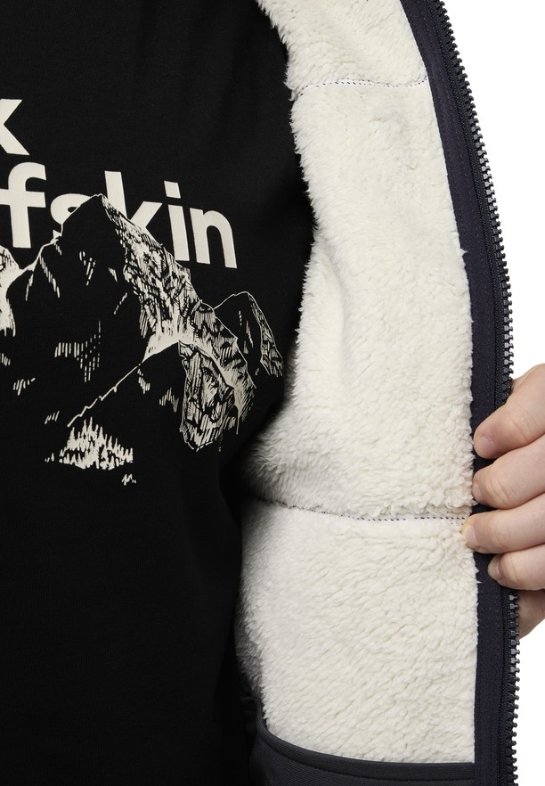 Navy Jack Wolfskin Kaminfeuer Hooded Men Fleece Jackets | 37246908