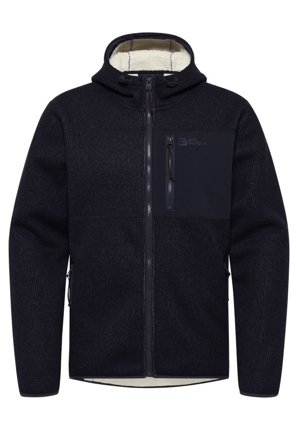 Navy Jack Wolfskin Kaminfeuer Hooded Men Fleece Jackets | 37246908