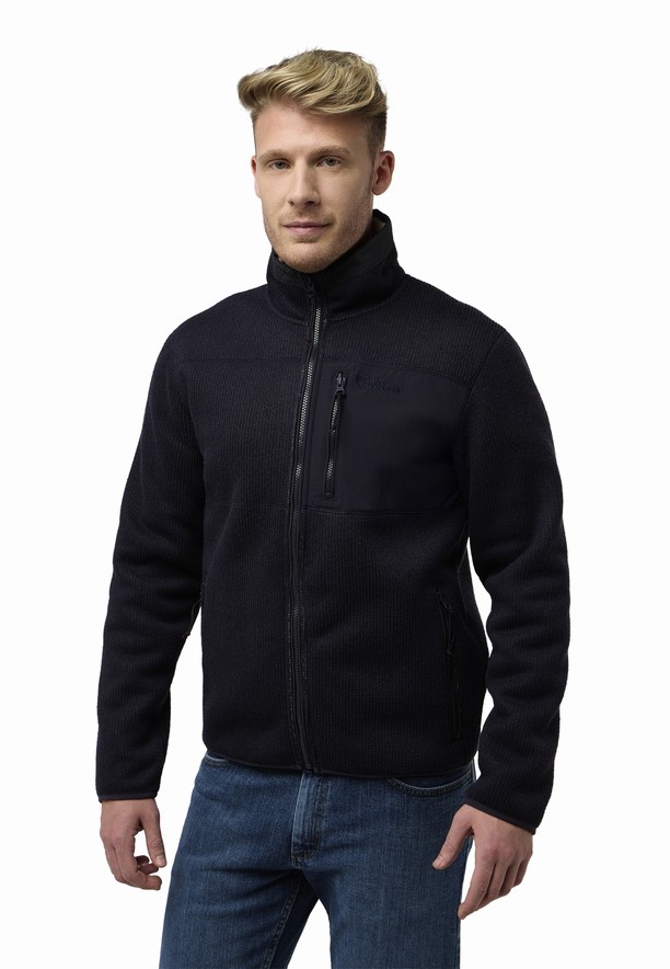 Navy Jack Wolfskin Kaminfeuer Men Fleece Jackets | 79492026